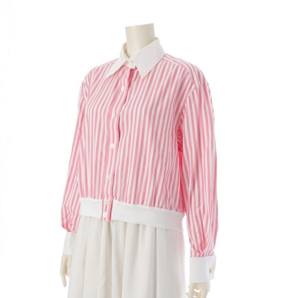 Chanel Coco Button Cropped Striped Pattern Shirt … - image 2